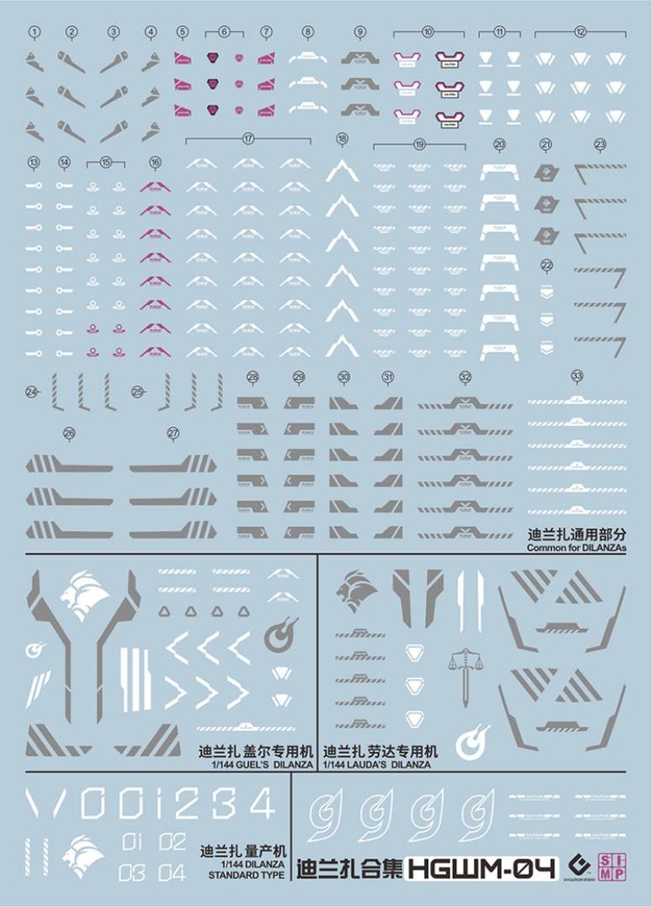 Decal nước HGWM-04 Standard / GUEL'S / LAUDA'S DILANZAs - EVO