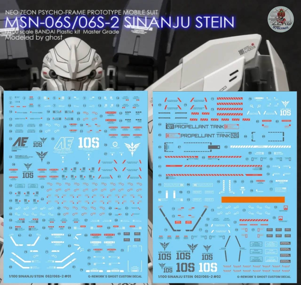 Decal nước MG HG Sinanju Stein MSN-06S các hãng