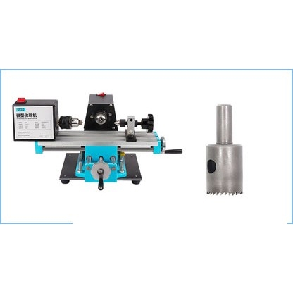 Máy tiện mini hạt chuỗi gỗ 2 motor để bàn kiêm khoan mài khắc đa năng Desktop Lathe machine LONGXIANG