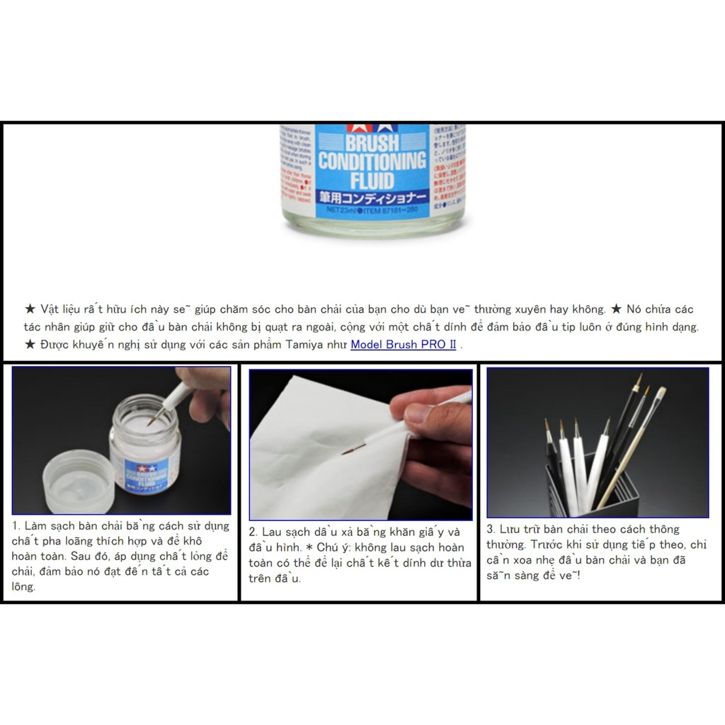 Dung cụ mô hình sửa chữa bảo vệ định hình đầu bút cọ Brush Conditioning Fluid Tamiya TA87181