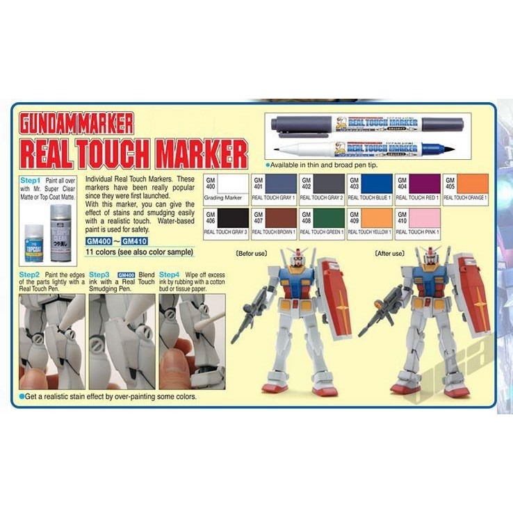 Bút Gundam Marker GM real touch marker GM400-408 - Dụng cụ mô hình