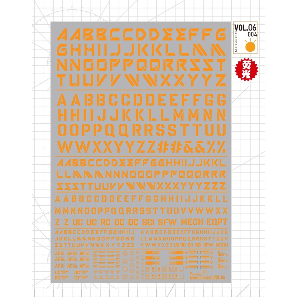 Decal nước Hobby Mio Vol5 Vol6 chữ số huỳnh quang UV Word Number các loại dán mô hình