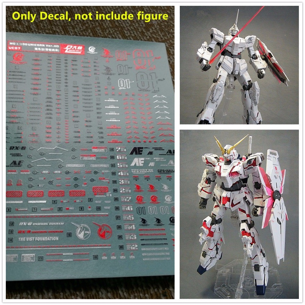 Decal nước dán mô hình UNICORN Gundam MG Mega size MGEX các loại Water sticker
