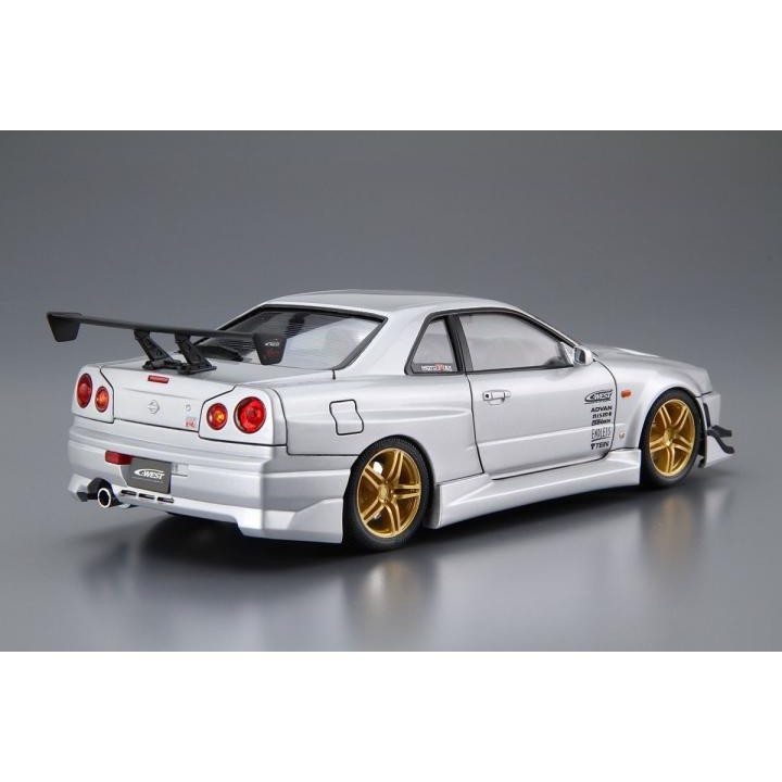 Mô hình lắp ráp ô tô Model Car Nissan Skyline R34 C-West GT-R 1/24  Aoshima