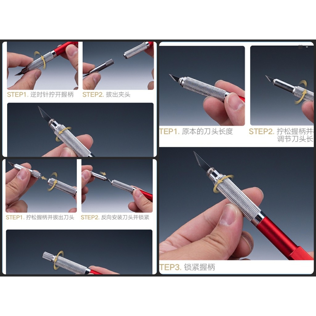 Dụng cụ mô hình Cán đa năng MIO HMK08 Pen Holder Multi Function Knife Handle Full Metal