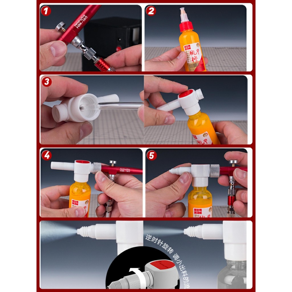 Bút sơn mô hình HM160 airbrush đa dụng kèm bình - Hobby Mio