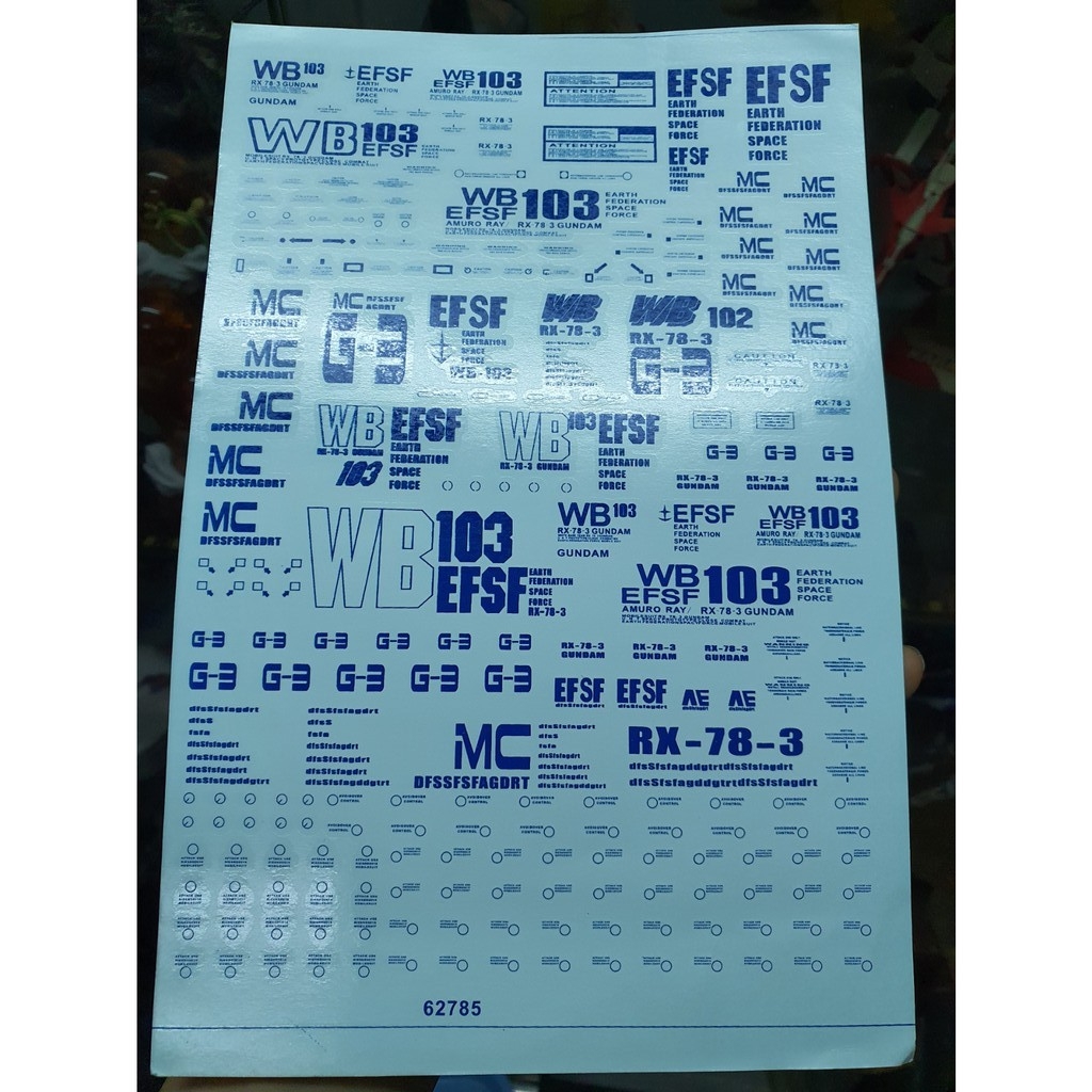 Decal nước dán mô hình PG RX-78-2 RX78 PGU 2.0 G3 gundam các loại Water sticker