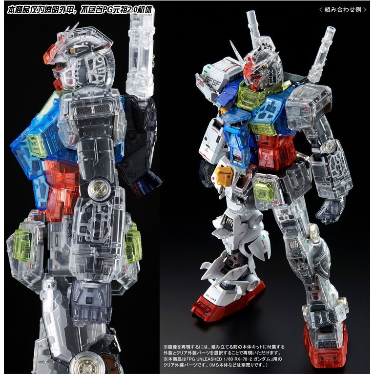 Phụ kiện mô hình bộ giáp clear color body cho PG RX-78-2 2.0 RX78 Unleashed Bandai