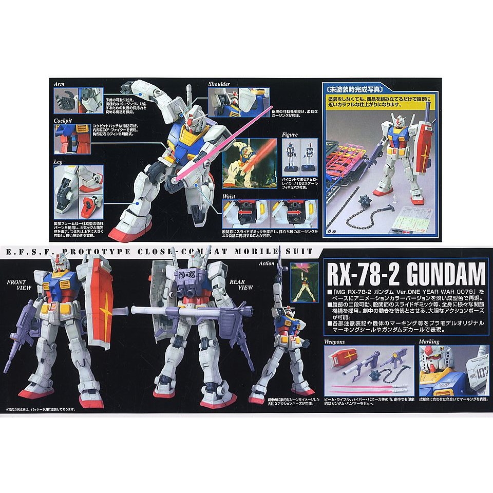 Mô hình lắp ráp MG 1/100 RX-78-2 Gundam OYW 0079 Animetion Color RX-78 bandai