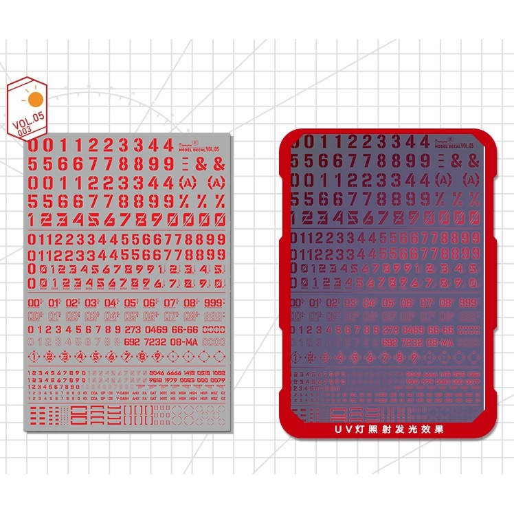 Decal nước Hobby Mio Vol5 Vol6 chữ số huỳnh quang UV Word Number các loại dán mô hình