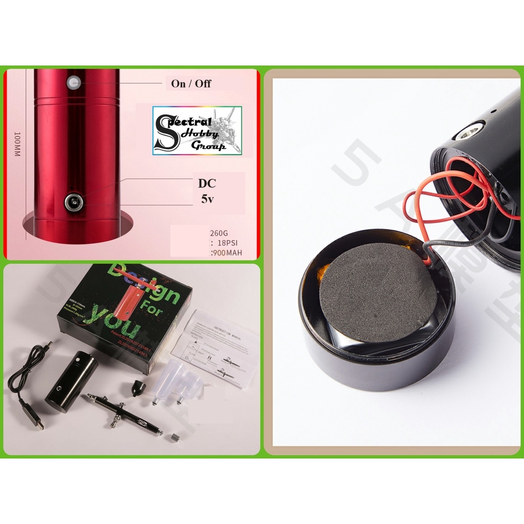 Máy nén khí máy sơn mô hình mini Airbrush Portable Charging Air Pump MK001 | bút sơn Mark Pen