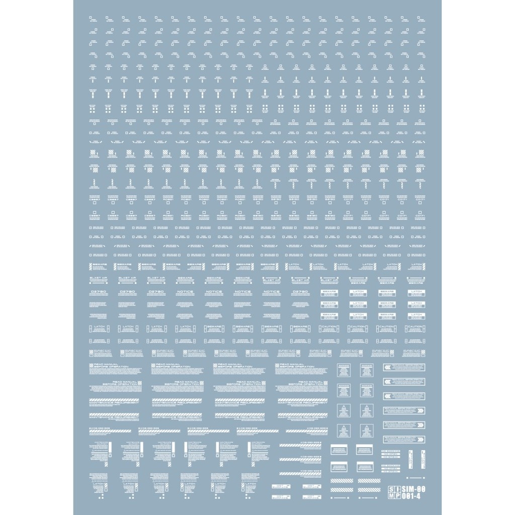 Decal nước dán mô hình RB01 RB02 cảnh báo MG HG RG EVO General Warning Caution Water Sticker