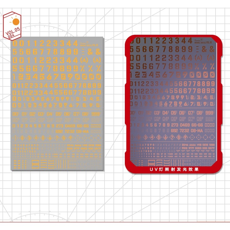 Decal nước Hobby Mio Vol5 Vol6 chữ số huỳnh quang UV Word Number các loại dán mô hình