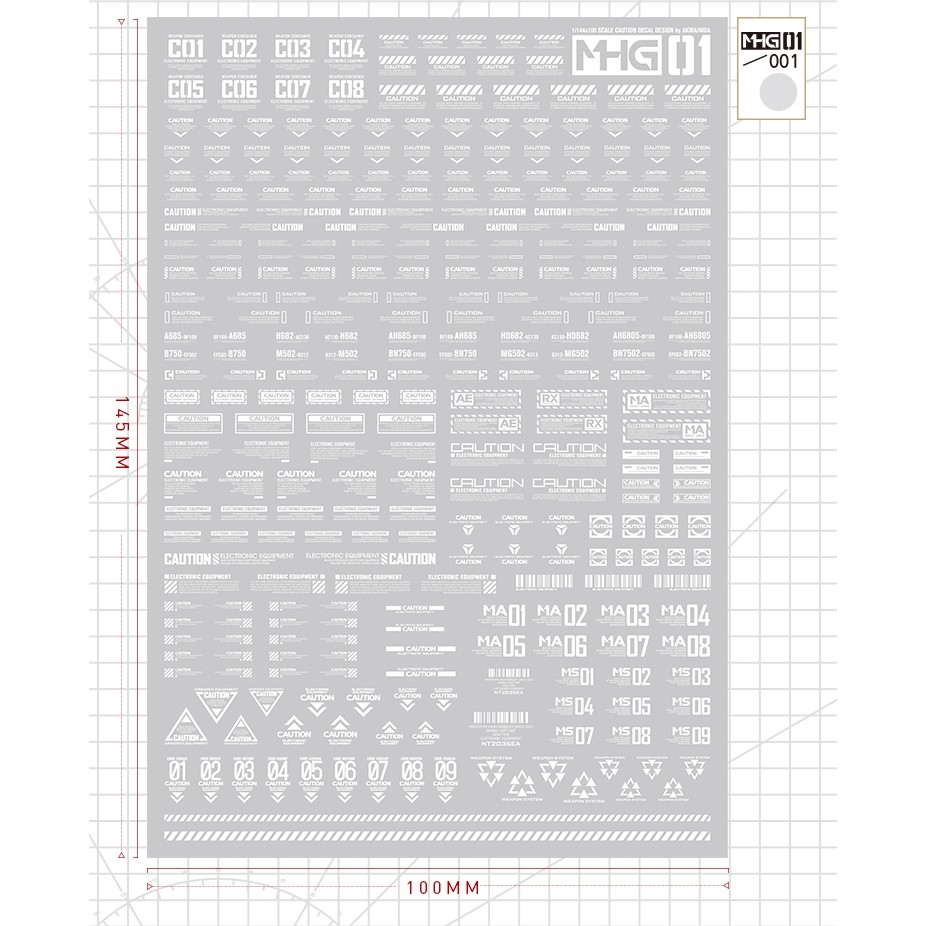 Decal nước dán mô hình Vol1 MHG số chữ huỳnh quang UV Warning Caution number Hobby Mio các loại