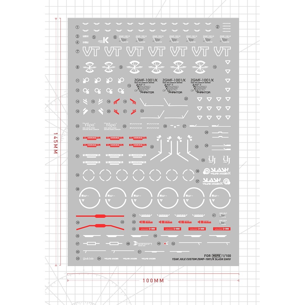 Decal nước dán mô hình Ginn Zaku Seed Destiny Lunamaria Phantom Blaze Slash Water sticker
