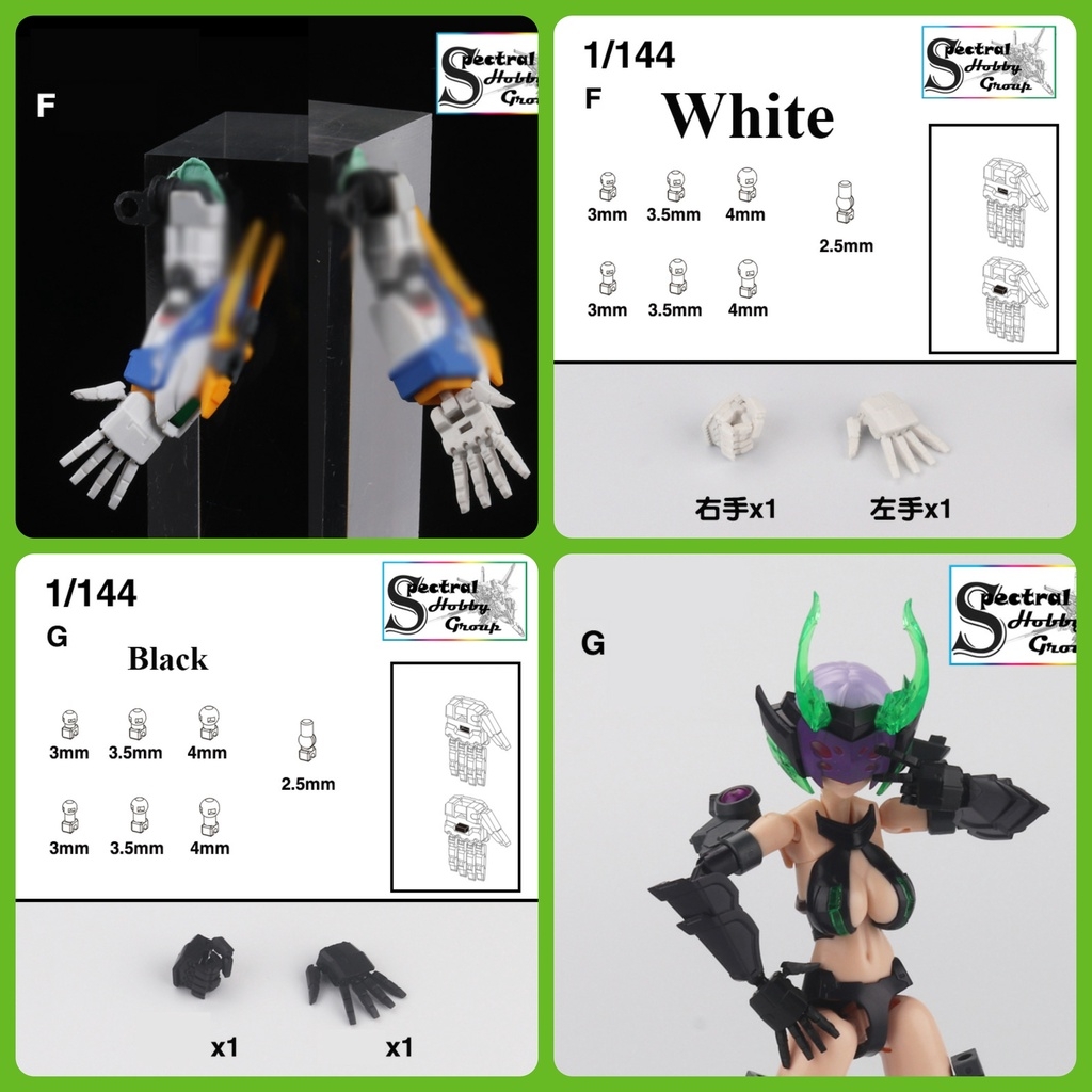 Phụ kiện lắp ráp đôi tay động 1/144 HAND SET HG RG cho gundam Figure 1/10 1/12 dalin model