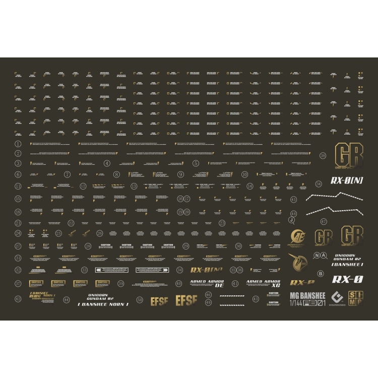 Decal nước dán mô hình Unicorn BANSHEE 02 Gundam Norn MG HG Mega size MGEX Water sticker