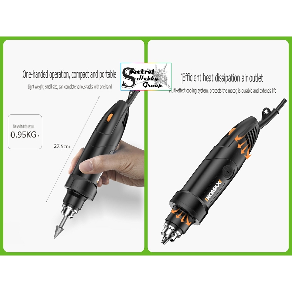 Dụng cụ KOMAX máy khoan cưa cắt mài thẳng cầm tay 260W Electric Grinder Straight Drill Brush 220v