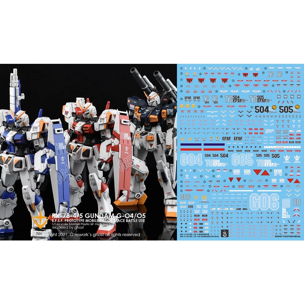 Decal nước dán mô hình MG HG gundam RX78 4 5 6 GP04 05 06 Gerbera Water sticker