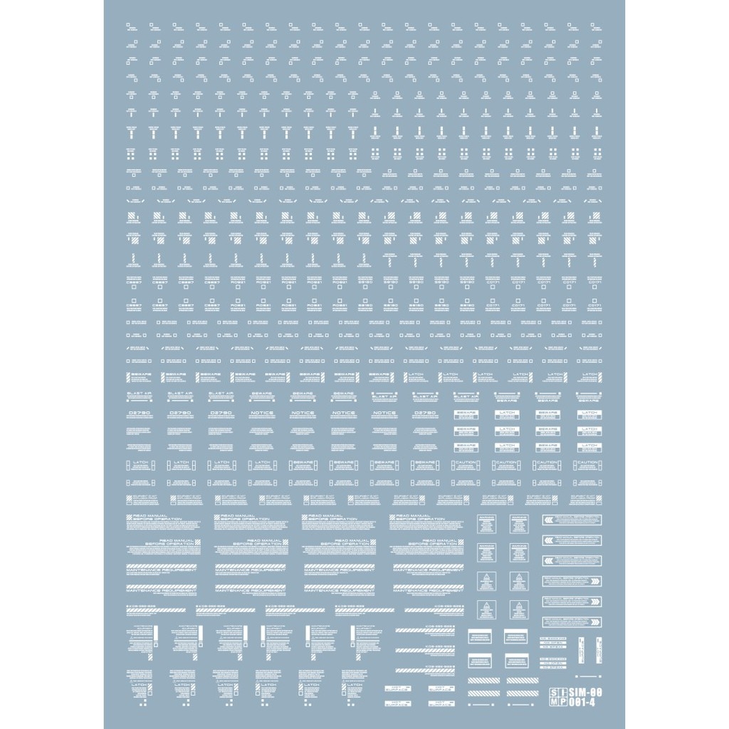 Decal nước dán mô hình RB01 RB02 cảnh báo MG HG RG EVO General Warning Caution Water Sticker