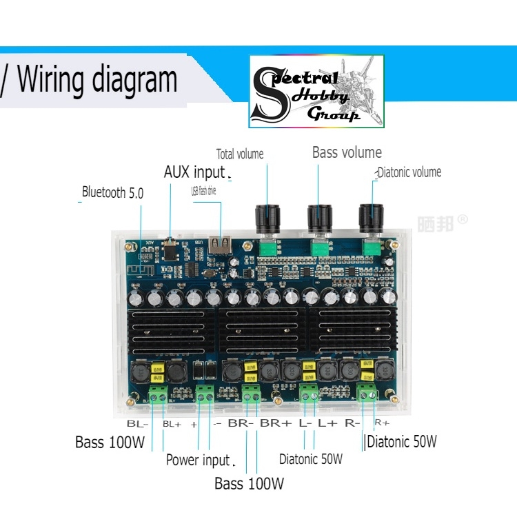 Mạch khuếch đại âm thanh 4 kênh 2*50W + 2*100W dual bass bluetooth 5.0 chất lượng cao Audio Amplifier A10266