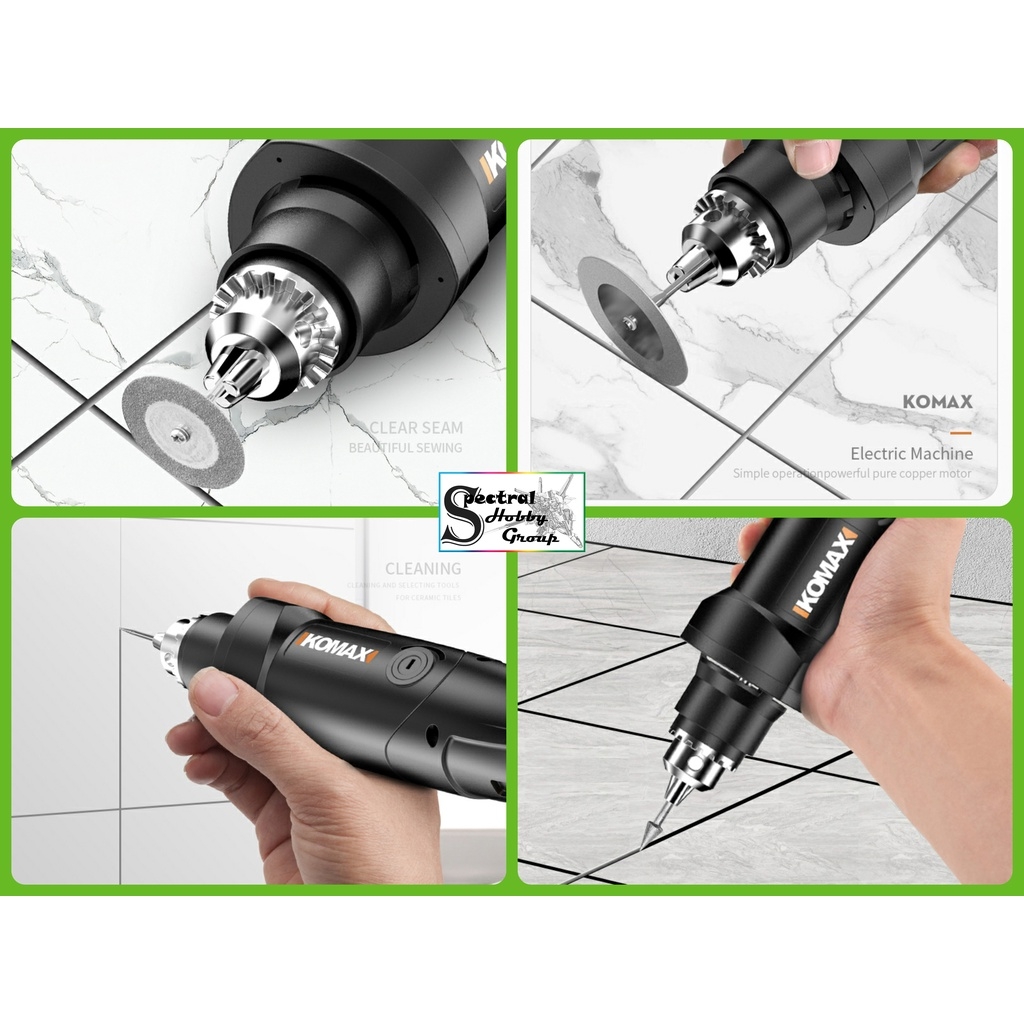 Dụng cụ KOMAX máy khoan cưa cắt mài thẳng cầm tay 260W Electric Grinder Straight Drill Brush 220v