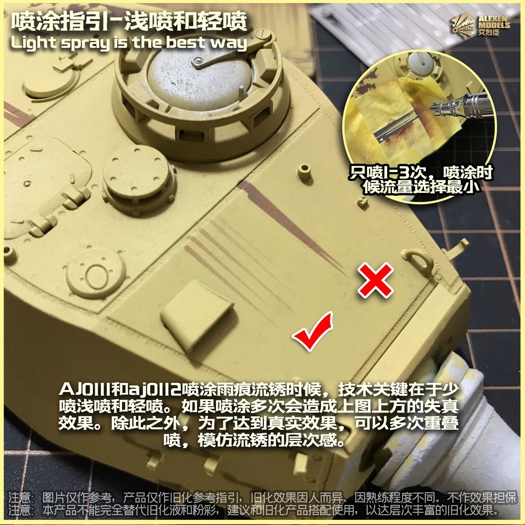 Dụng cụ phụ kiện sơn mô hình làm cũ chảy dầu xước cháy nổ rain marks rust paint scratches hobby tool