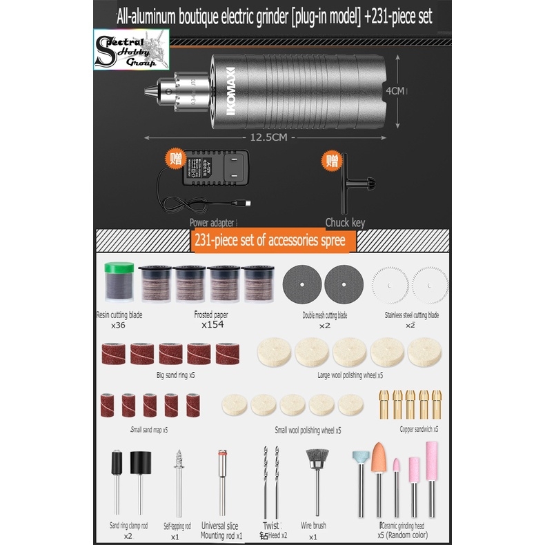 Dụng cụ KOMAX máy khoan mài cầm tay mini 12v / Rechargeable Electric mill small handheld polishing drill