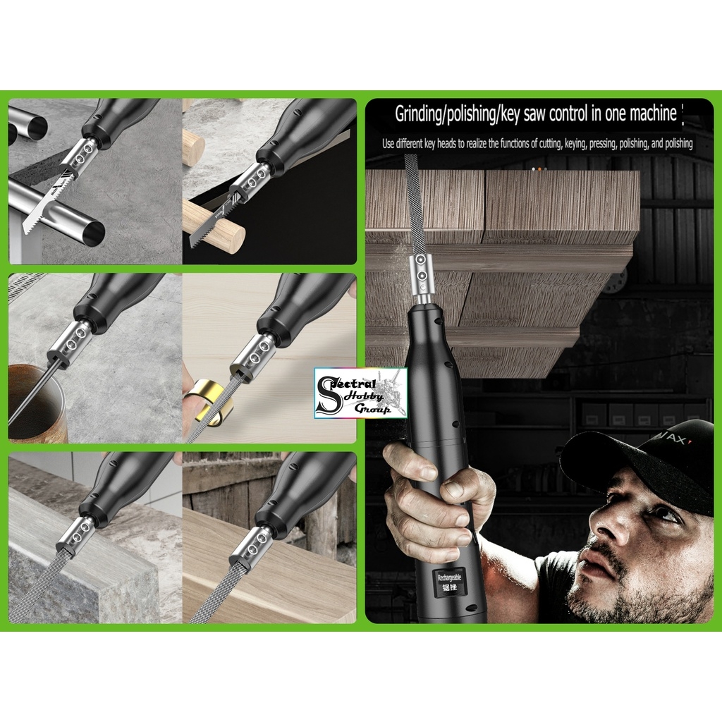 Dụng cụ Komax máy mài cưa dọc thẳng cầm tay 3 tốc 12v 60W Electric file steel grinding iron saw blade one hand