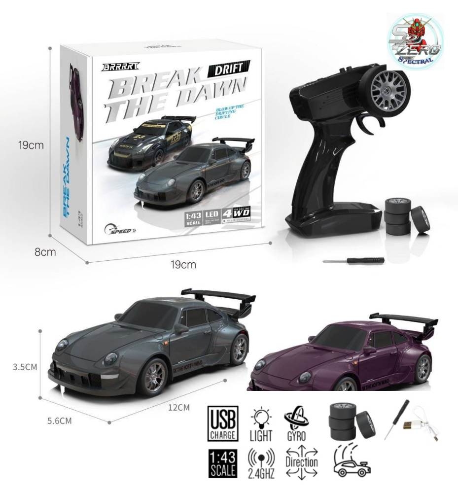 Ô tô điều khiển RC Gyro Drift Car 1:43 mini racing 2.4G 4WD - Break The Dawn (BRRRRT)