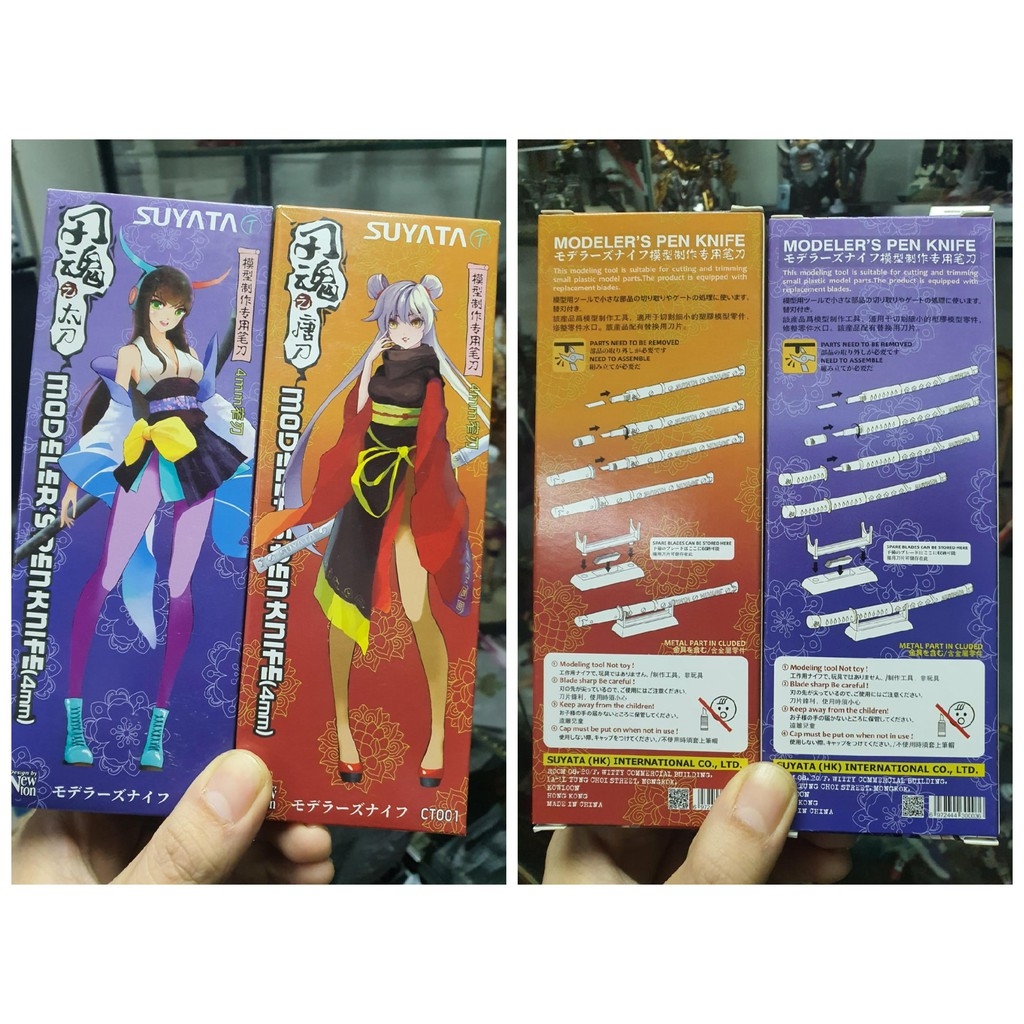 Dụng cụ giá đỡ + dao mô hình kĩ thuật Suyata CT001-002 + 10 blade model Pen Knife Katana