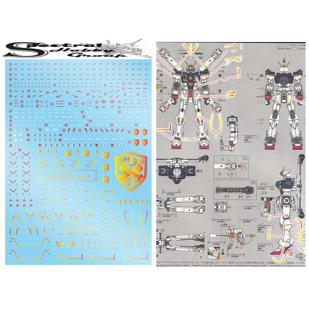 Decal nước dán mô hình Gundam Crossbone X1 Full Cloth X2 X3 MG HG RG metallic Water sticker