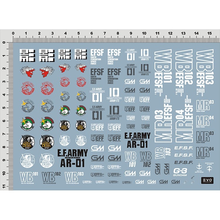 Decal nước dán mô hình MG RGM GM Sniper Jegan 79SC Logo các loại - Water Sticker