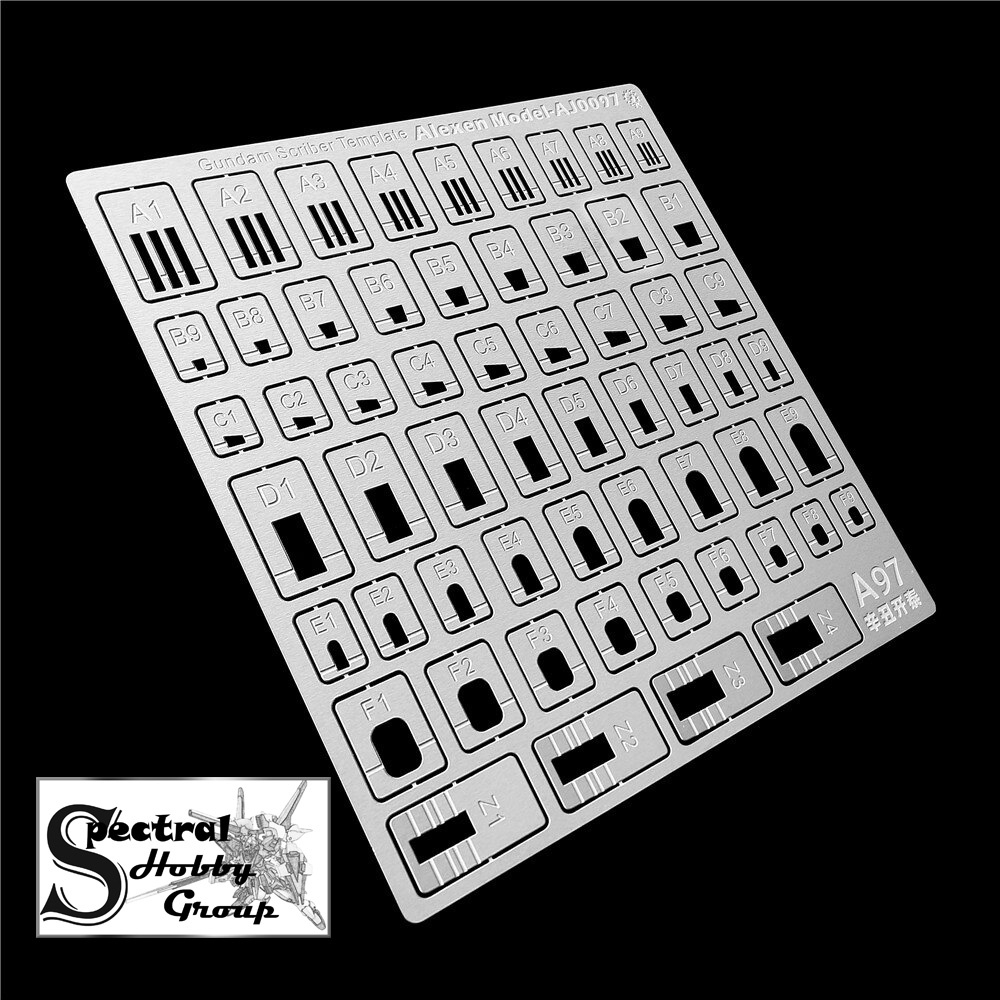 Dụng cụ hỗ trợ kẻ tạo line ALEXEN metal masking AJ0096 0097 gundam Scriber Template