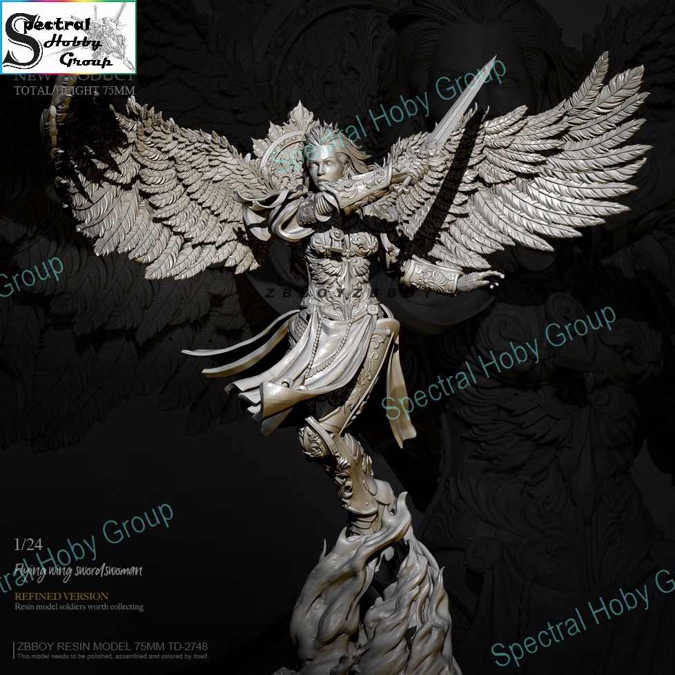 Mô hình Resin Female Quest flying wing sword woman warrior TD2748 75mm