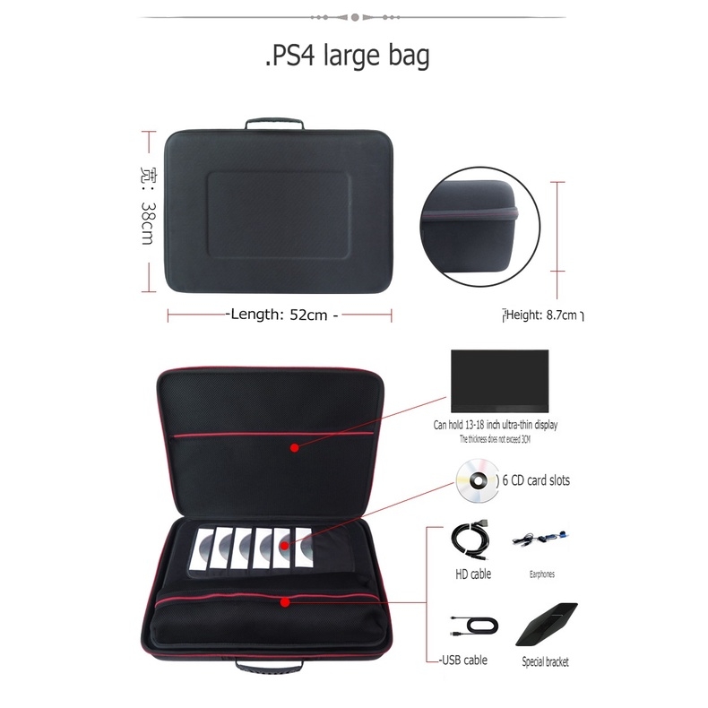 Túi cứng balo chống sốc bảo vệ đựng máy game PS4 SLIM PRO storage bag + đựng màn hình LCD portable