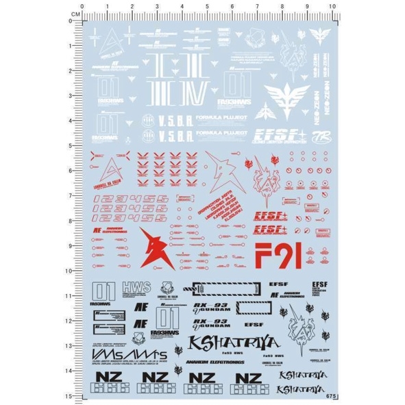 Decal nước dán mô hình RG HG NU RX93 HWS Water sticker