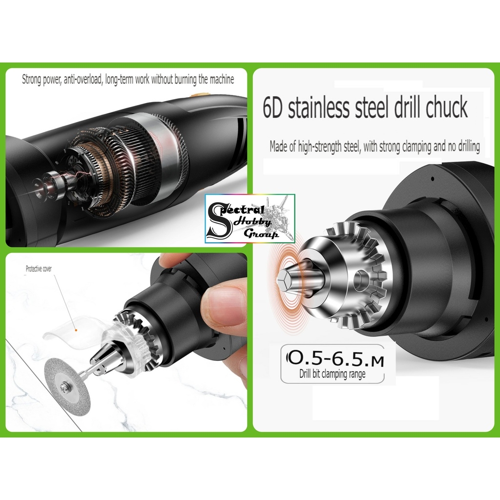 Dụng cụ KOMAX máy khoan cưa cắt mài thẳng cầm tay 260W Electric Grinder Straight Drill Brush 220v