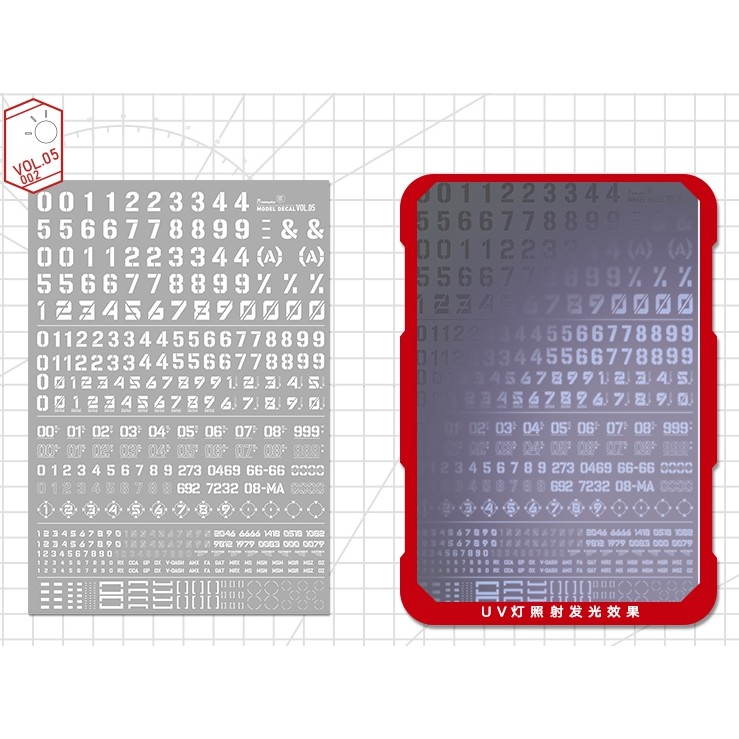 Decal nước Hobby Mio Vol5 Vol6 chữ số huỳnh quang UV Word Number các loại dán mô hình