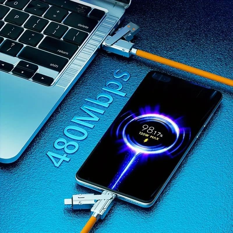 Dây sạc nhanh 2in2 100w fast charging data cable USB Type-A Type-C Lightning iphone android