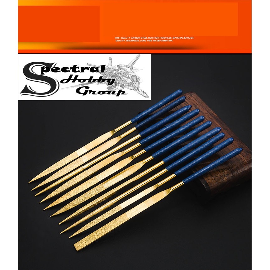 Dụng cụ nhám dũa mô hình mini bộ 10 cây Diamond file titanium plated metal jade grinding