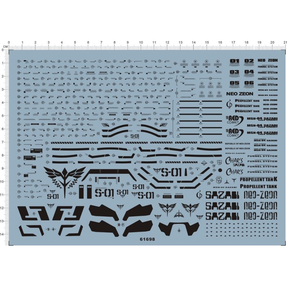 Decal nước dán mô hình SAZABI MG RG HG SD các loại Water sticker