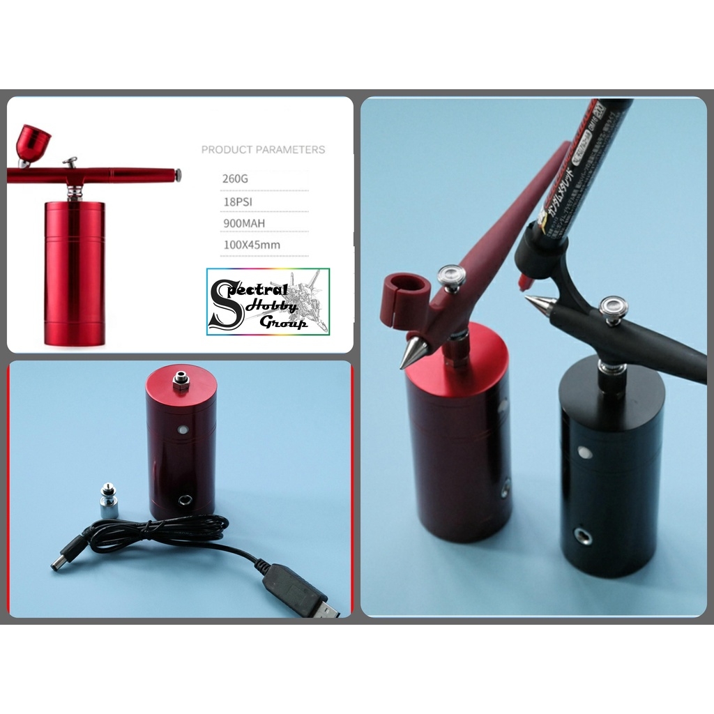 Máy nén khí máy sơn mô hình mini Airbrush Portable Charging Air Pump MK001 | bút sơn Mark Pen