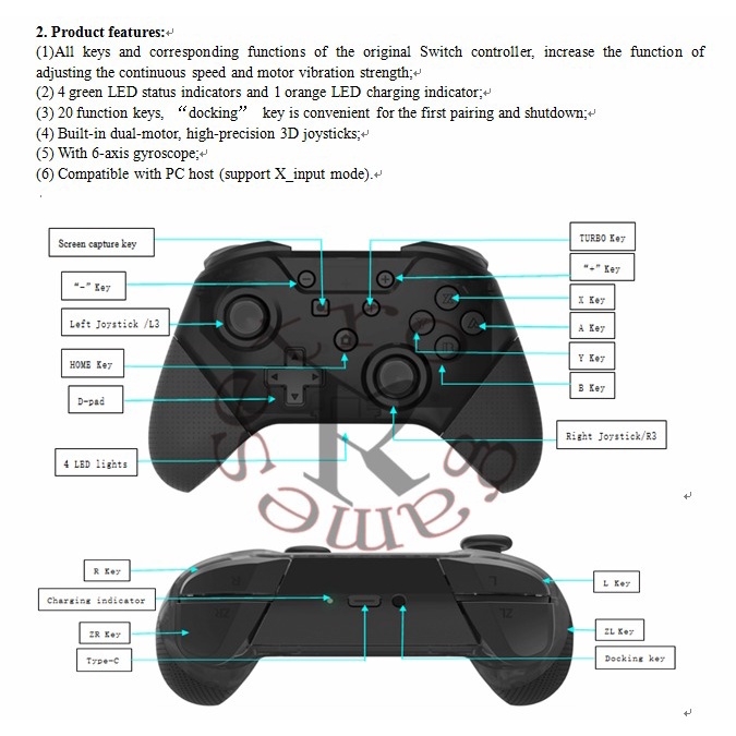 Tay cầm chơi game không dây SP5246 Pro controller wireless NFC 3D Joysticks wake up Bluetooth NS Switch PC steam