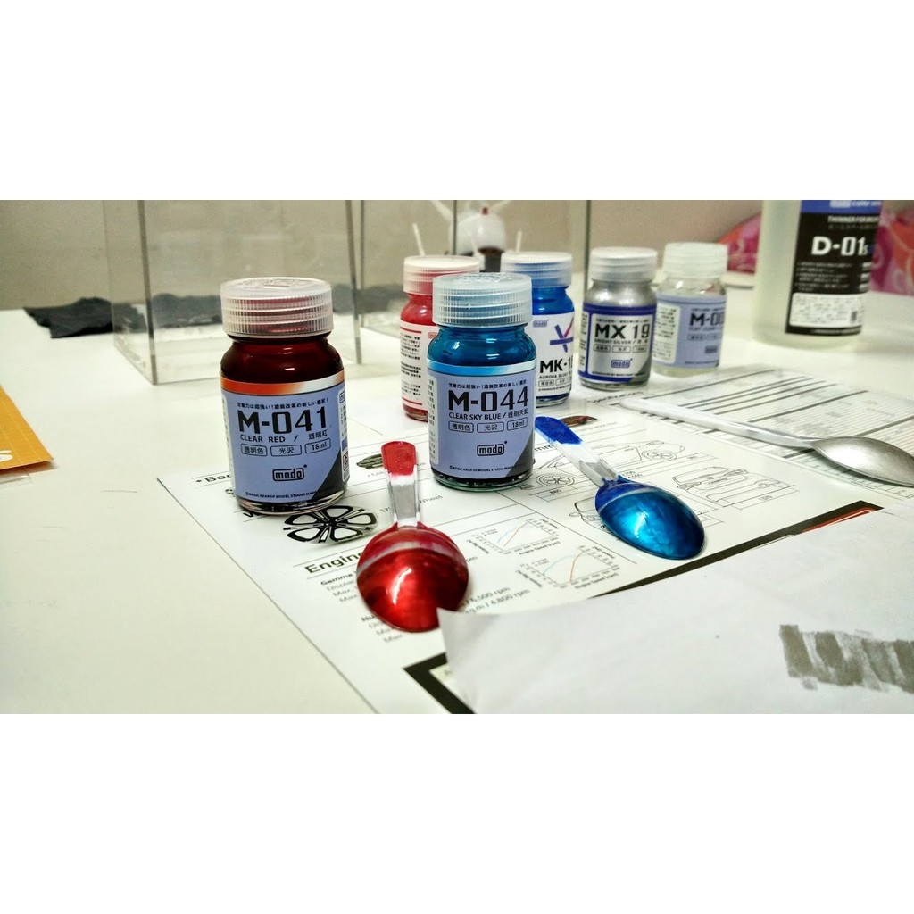 Sơn mô hình màu Clear Color Modo paint Red Orange Yellow Blue Purple M040 - M049