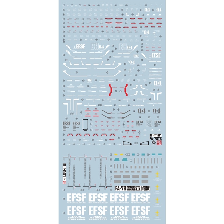 Decal nước dán mô hình FA78 Full Armor Thunderbolt FA-78 HG MG các loại Water sticker