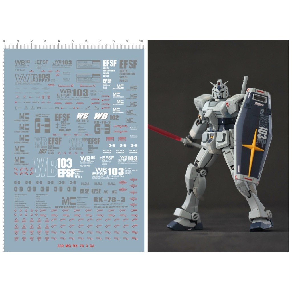 Decal nước dán mô hình MG RX-78-2 G3 Aape FA-78-1 RX78 Water sticker