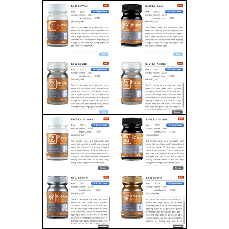 Sơn mô hình Gaia Ex series 01 02 03 04 05 06 Surfacer EVO series