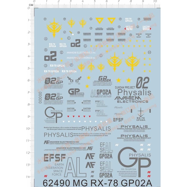 Decal nước dán mô hình gundam GP01 GP01FB GP02 GP03 RX78 PG MG RG Water sticker