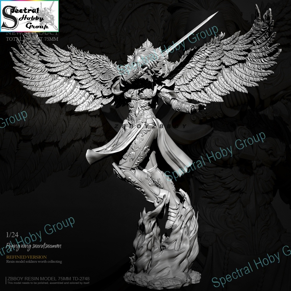 Mô hình Resin Female Quest flying wing sword woman warrior TD2748 75mm